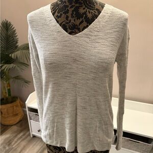 Lou & Grey  Light Gray Ribbed Knit Top